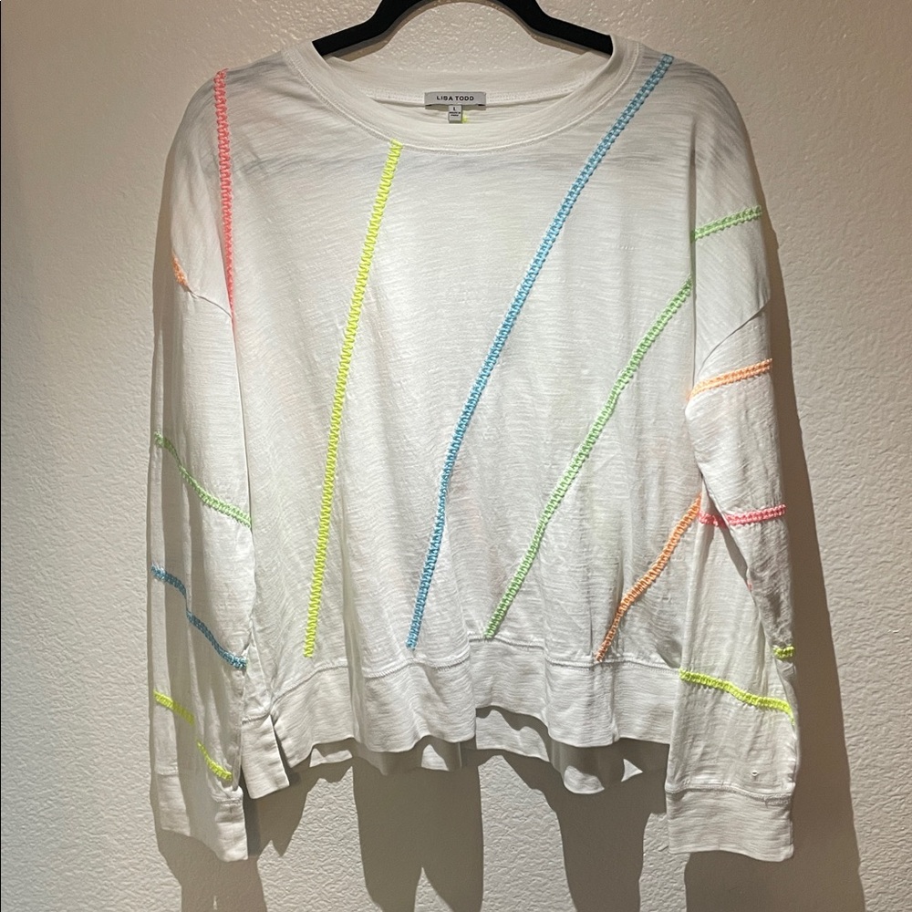 LISA TODD STITCH ZONE Light Sweatshirt Baseball Stitching Size L